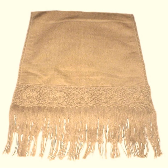 Alpaca Camargo scarf stole tan alpaca fur fringe womens oversized very long wide - Picture 2 of 10